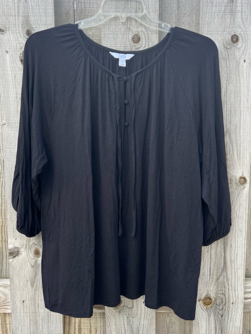 Croft & Barrow Plus Black Tunic Peasant Blouse Women’s 1X Rayon Boho